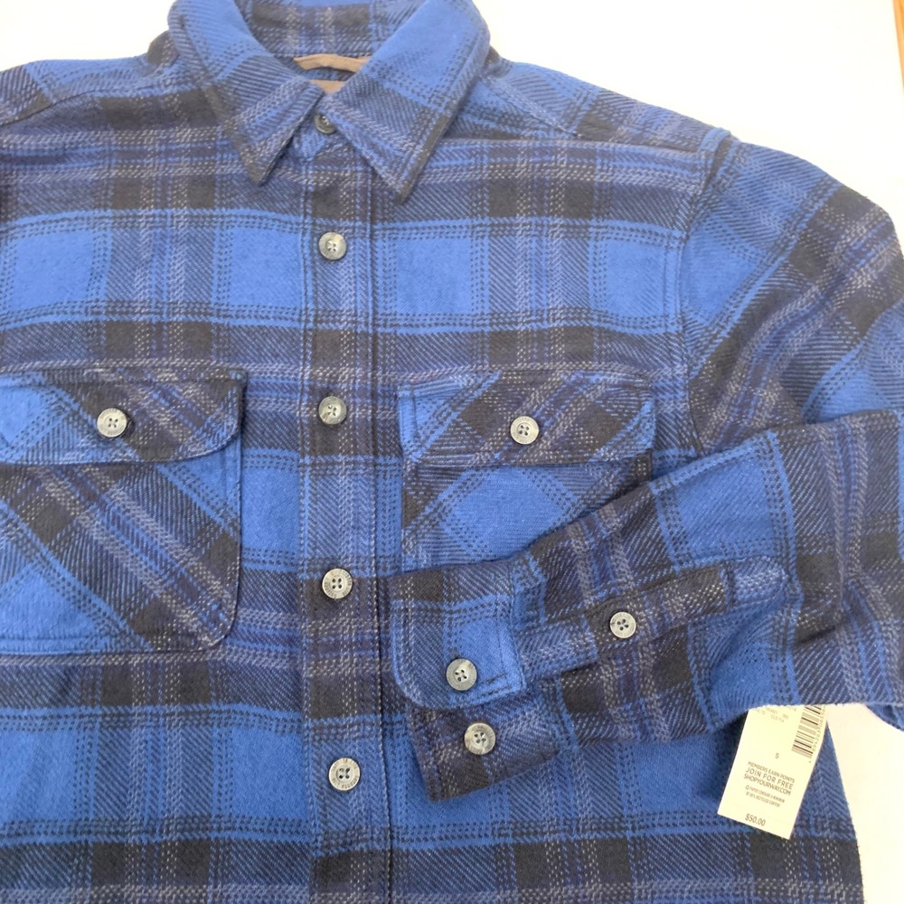 Outdoor Life Mens Blue Plaid Flannel Button Down Shirt Jacket Shacket Small New